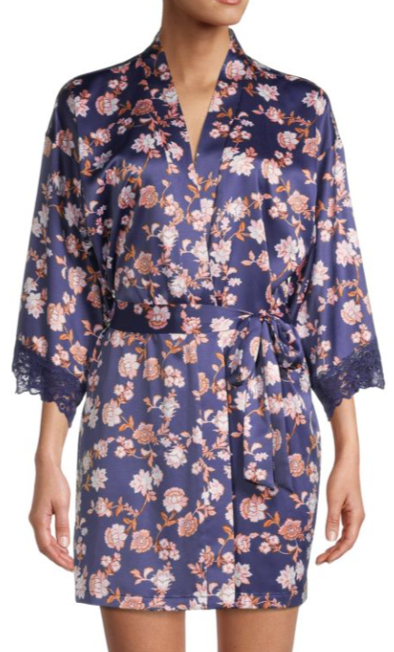In Bloom by Jonquil Madeline Satin & Lace Robe Multicolor Size M/L